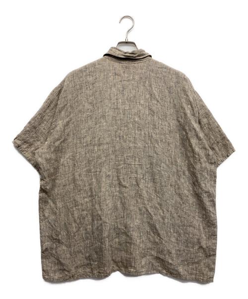 FLAX（フラックス）FLAX (フラックス) ヴィンテージリネン半袖シャツ ブラウン サイズ:Mの古着・服飾アイテム