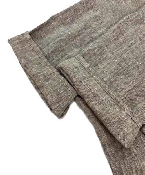 FLAX（フラックス）FLAX (フラックス) ヴィンテージリネン半袖シャツ ブラウン サイズ:Mの古着・服飾アイテム