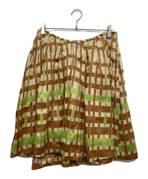 MARNI（マルニ）MARNI (マルニ) 総柄スカート ブラウン×グリーン サイズ:44の古着・服飾アイテム