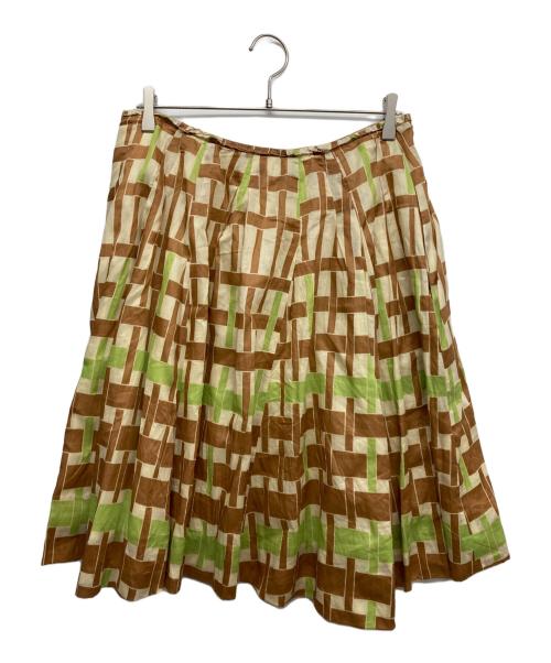 MARNI（マルニ）MARNI (マルニ) 総柄スカート ブラウン×グリーン サイズ:44の古着・服飾アイテム