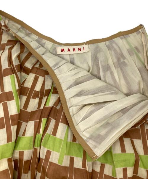 MARNI（マルニ）MARNI (マルニ) 総柄スカート ブラウン×グリーン サイズ:44の古着・服飾アイテム