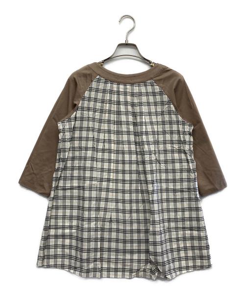 BLUE LABEL CRESTBRIDGE（ブルーレーベルクレストブリッジ）BLUE LABEL CRESTBRIDGE (ブルーレーベルクレストブリッジ) 長袖チェックブラウス ブラウン サイズ:38の古着・服飾アイテム