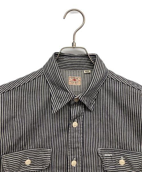 SUGAR CANE（シュガーケーン）SUGAR CANE (シュガーケーン) ヒッコリーストライプ 半袖ワークシャツ ブラック サイズ:Mの古着・服飾アイテム