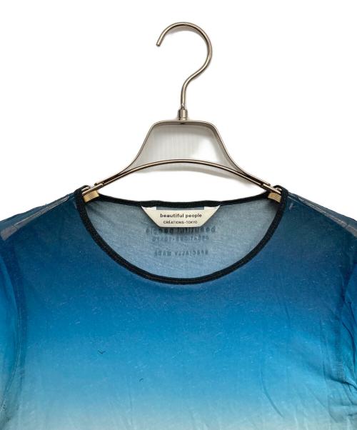 beautiful people（ビューティフルピープル）beautiful people (ビューティフルピープル) グラデーションシアーカットソー ブルー サイズ:36の古着・服飾アイテム