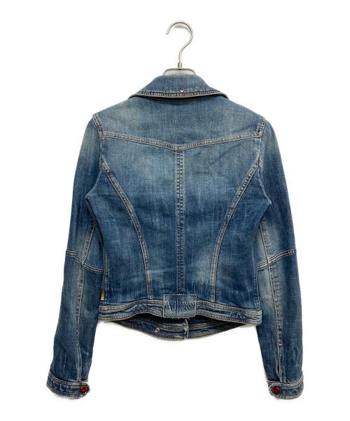 ARMANI JEANS（アルマーニジーンズ）ARMANI JEANS (アルマーニジーンズ) デニムライダースジャケット インディゴ サイズ:36の古着・服飾アイテム