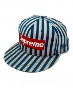 SUPREME×New Eraシュプリーム×ニューエラ）の古着「Striped Box Logo New Era Cap」｜ブルー