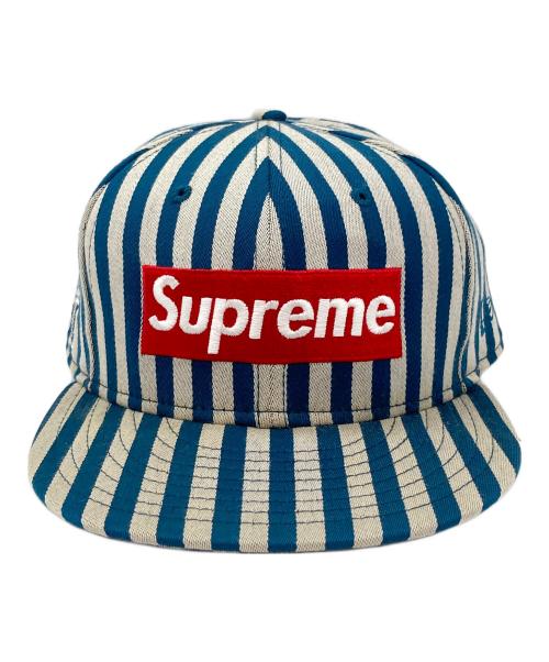 SUPREME（シュプリーム）Supreme (シュプリーム) New Era (ニューエラ) Striped Box Logo New Era Cap ブルー サイズ:60.6cmの古着・服飾アイテム
