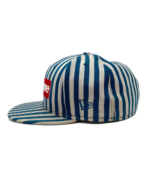 SUPREME（シュプリーム）Supreme (シュプリーム) New Era (ニューエラ) Striped Box Logo New Era Cap ブルー サイズ:60.6cmの古着・服飾アイテム