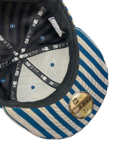 SUPREME（シュプリーム）Supreme (シュプリーム) New Era (ニューエラ) Striped Box Logo New Era Cap ブルー サイズ:60.6cmの古着・服飾アイテム