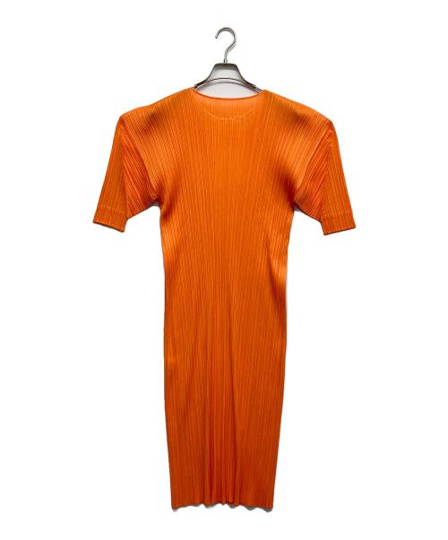 PLEATS PLEASE（プリーツプリーズ）PLEATS PLEASE (プリーツプリーズ) プリーツ半袖ワンピース オレンジ サイズ:3の古着・服飾アイテム