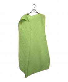 PLEATS PLEASE（プリーツプリーズ）の古着「プリーツノースリーブワンピース」｜グリーン