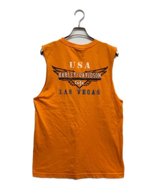 HARLEY-DAVIDSON（ハーレーダビッドソン）HARLEY-DAVIDSON (ハーレーダビッドソン) 両面プリントタンクトップ オレンジ サイズ:タグ欠損の古着・服飾アイテム