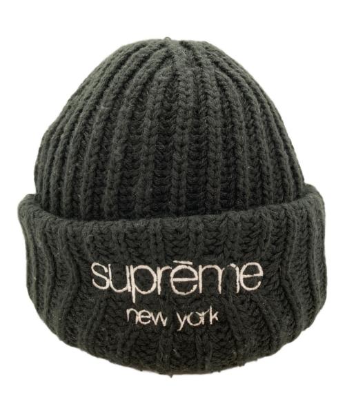 SUPREME（シュプリーム）SUPREME (シュプリーム) CLASSIC LOGO CHUNKY RIBBED BEANIE ブラック サイズ:表記無しの古着・服飾アイテム