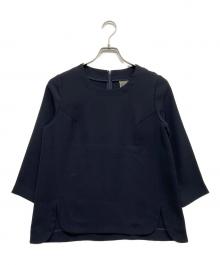 yangany（ヤンガニー）の古着「クルーネック7分袖ブラウス」｜ネイビー