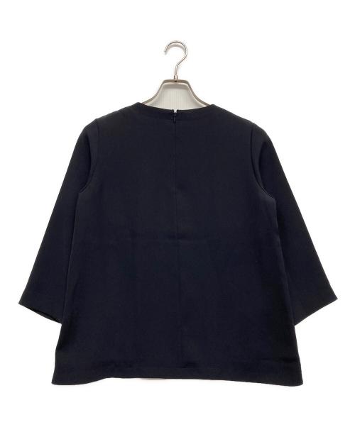 yangany（ヤンガニー）yangany (ヤンガニー) クルーネック7分袖ブラウス ネイビー サイズ:38の古着・服飾アイテム