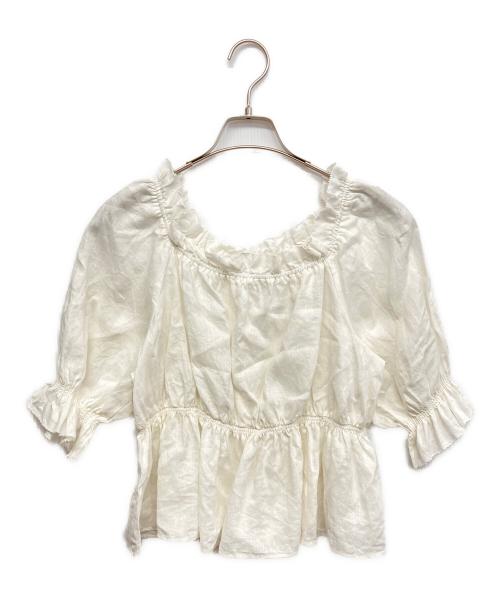 La boutique BonBon（ラブティックボンボン）La boutique BonBon (ラブティックボンボン) シャーリングギャザーブラウス ホワイト サイズ:FREEの古着・服飾アイテム