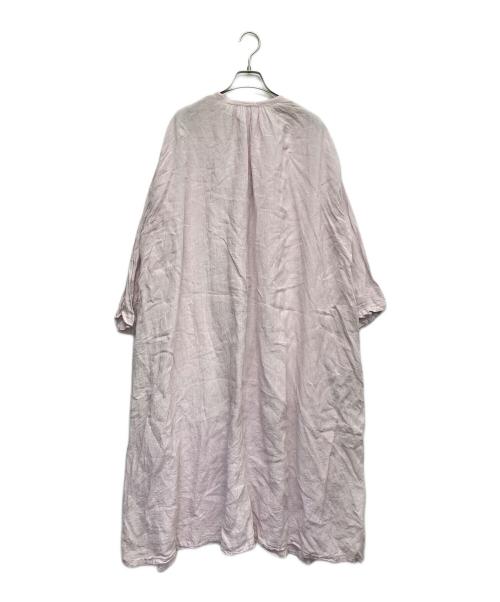 nest Robe（ネストローブ）nest Robe (ネストローブ) リネン天然染め近江晒しレースアップワンピース ピンク サイズ:Fの古着・服飾アイテム