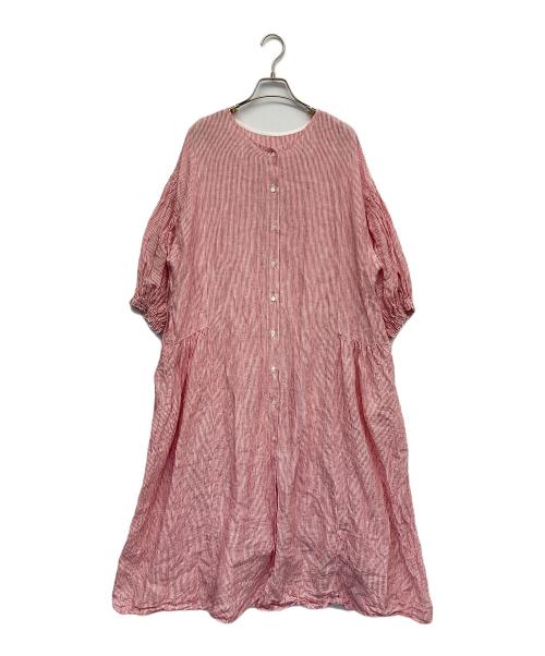 nest Robe（ネストローブ）nest Robe (ネストローブ) リネンバルーンスリーブワンピース レッド サイズ:Fの古着・服飾アイテム