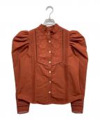 Ameriアメリ）の古着「UND POWER SHOULDER LACE BLOUSE」｜ブラウン