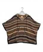 DES PRESデ プレ）の古着「リサイクルコットンジャカード フーデッドポンチョ」｜ブラウン