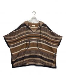 DES PRES（デ プレ）の古着「リサイクルコットンジャカード フーデッドポンチョ」｜ブラウン