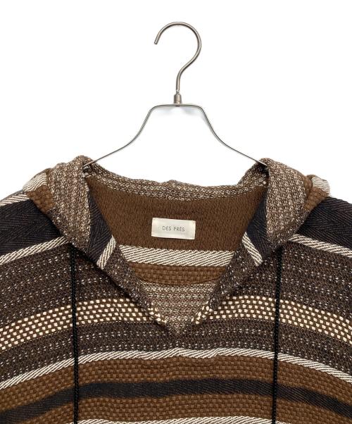 DES PRES（デ プレ）DES PRES (デ プレ) リサイクルコットンジャカード フーデッドポンチョ ブラウン サイズ:36の古着・服飾アイテム