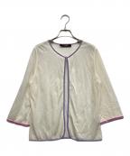 LEONARDレオナール）の古着「ラインストーンロゴカーディガン」｜ホワイト