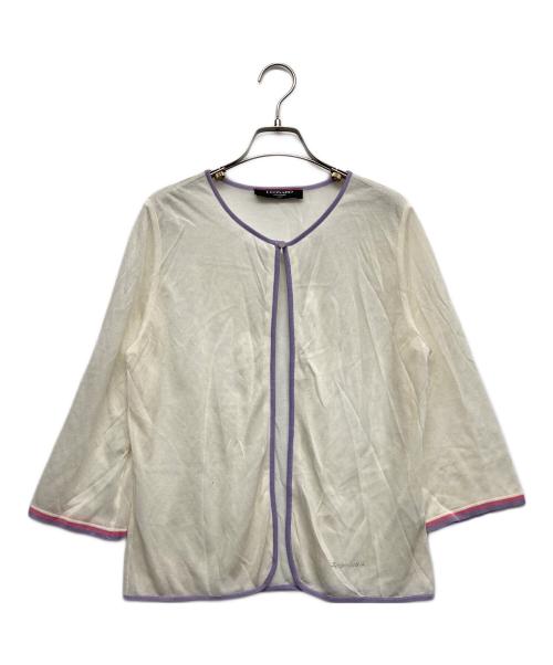 LEONARD（レオナール）LEONARD (レオナール) ラインストーンロゴカーディガン ホワイト サイズ:FREEの古着・服飾アイテム