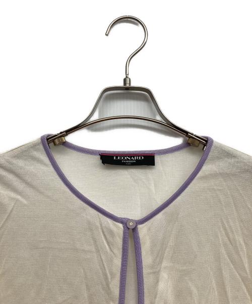LEONARD（レオナール）LEONARD (レオナール) ラインストーンロゴカーディガン ホワイト サイズ:FREEの古着・服飾アイテム