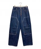 WISHFOREVERウィッシュフォーエバー）の古着「ダブルニーデニムパンツ」｜インディゴ