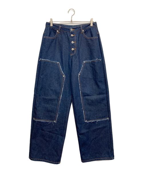 WISHFOREVER（ウィッシュフォーエバー）wishforever (ウィッシュフォーエバー) ダブルニーデニムパンツ インディゴ サイズ:Lの古着・服飾アイテム