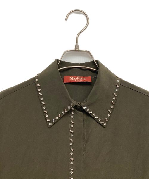 Max Mara Studio（マックスマーラ ストゥディオ）MAX MARA STUDIO (マックスマーラ ストゥディオ) ストーン付きシャツ ブラウン サイズ:無しの古着・服飾アイテム