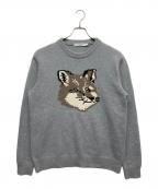 maison kitsuneメゾンキツネ）の古着「ブラック ビッグ フォックスヘッド セーター」｜グレー