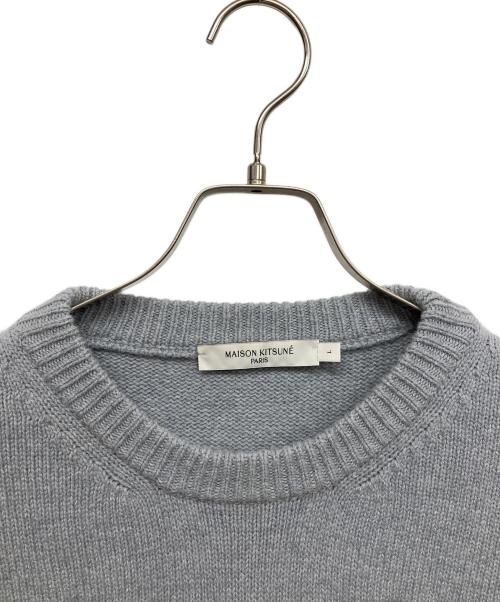 maison kitsune（メゾンキツネ）MAISON KITSUNE (メゾンキツネ) ブラック ビッグ フォックスヘッド セーター グレー サイズ:Ｌの古着・服飾アイテム