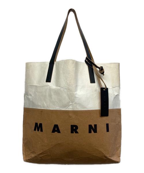 MARNI（マルニ）MARNI (マルニ) ロゴプリントペーパートートバッグ ブラウンの古着・服飾アイテム