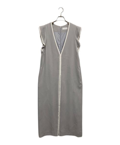 La boutique BonBon（ラブティックボンボン）La boutique BonBon (ラブティックボンボン) ダブルクロスバイカラーラッフルジャンドレ グレー サイズ:38の古着・服飾アイテム