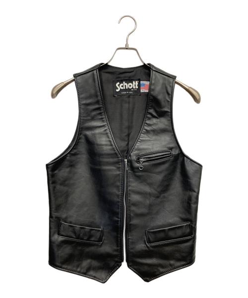 Schott（ショット）Schott (ショット) レザーベスト ブラック サイズ:Sの古着・服飾アイテム