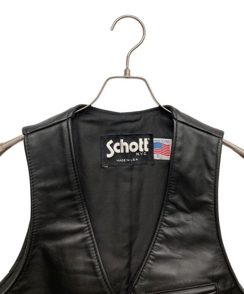 Schott（ショット）Schott (ショット) レザーベスト ブラック サイズ:Sの古着・服飾アイテム
