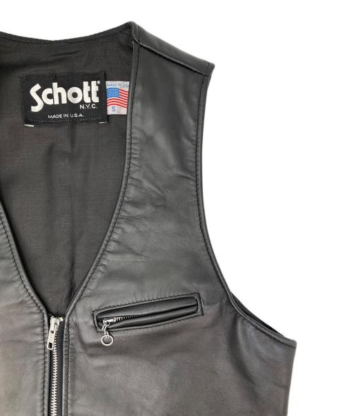 Schott（ショット）Schott (ショット) レザーベスト ブラック サイズ:Sの古着・服飾アイテム