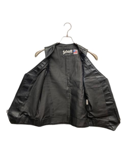 Schott（ショット）Schott (ショット) レザーベスト ブラック サイズ:Sの古着・服飾アイテム