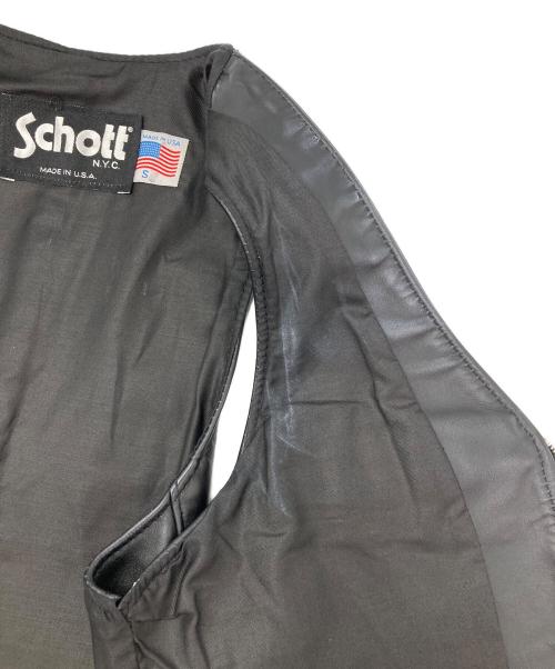 Schott（ショット）Schott (ショット) レザーベスト ブラック サイズ:Sの古着・服飾アイテム