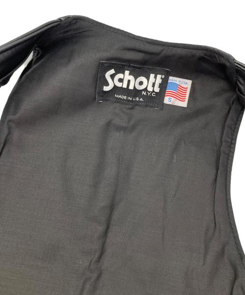 Schott（ショット）Schott (ショット) レザーベスト ブラック サイズ:Sの古着・服飾アイテム