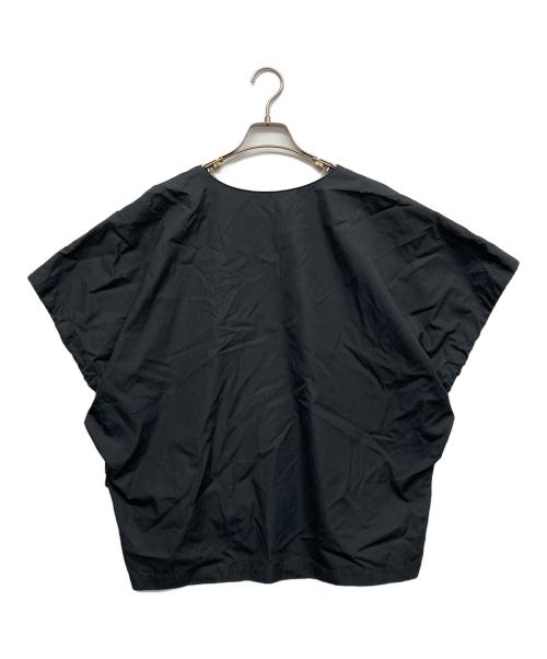 TOMORROW LAND（トゥモローランド）TOMORROW LAND (トゥモローランド) コットントロピカル リボンカフスVネックブラウス ブラック サイズ:36の古着・服飾アイテム