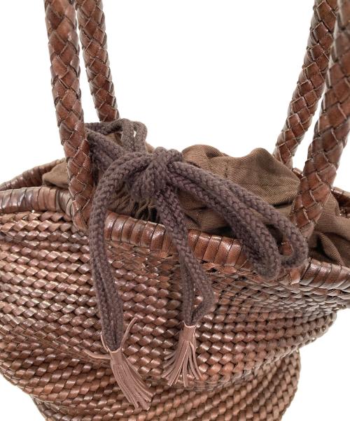 SaintChristopher（セントクリストファー）SaintChristopher (セントクリストファー) 編み込みハンドバッグ ブラウンの古着・服飾アイテム