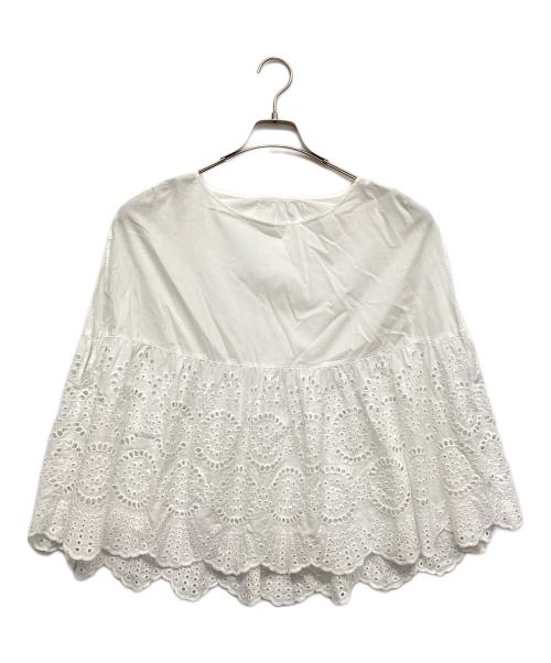 BEARDSLEY（ビアズリー）BEARDSLEY (ビアズリー) レースポンチョブラウス ホワイト サイズ:Fの古着・服飾アイテム