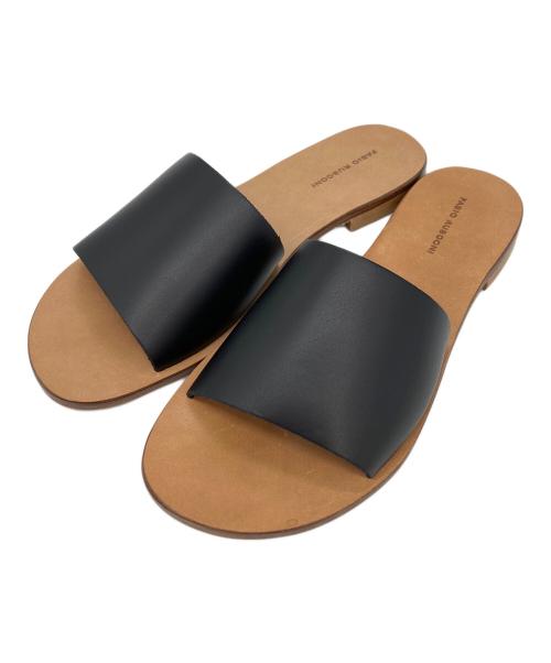 FABIO RUSCONI（ファビオルスコーニ）FABIO RUSCONI (ファビオルスコーニ) レザーフラットサンダル ブラック サイズ:37の古着・服飾アイテム