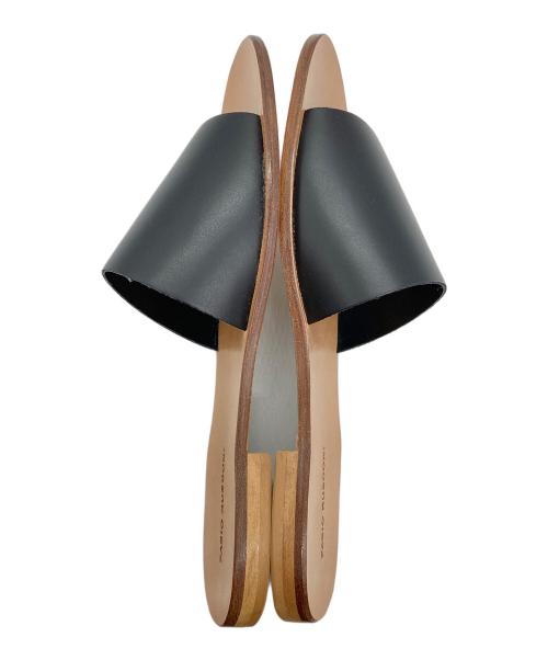 FABIO RUSCONI（ファビオルスコーニ）FABIO RUSCONI (ファビオルスコーニ) レザーフラットサンダル ブラック サイズ:37の古着・服飾アイテム