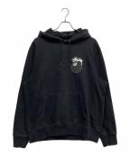 stussyステューシー）の古着「8ボールプリントパーカー」｜ブラック