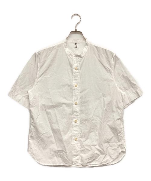 MHL（エムエイチエル）MHL (エムエイチエル) ノーカラー半袖シャツ ホワイト サイズ:Mの古着・服飾アイテム