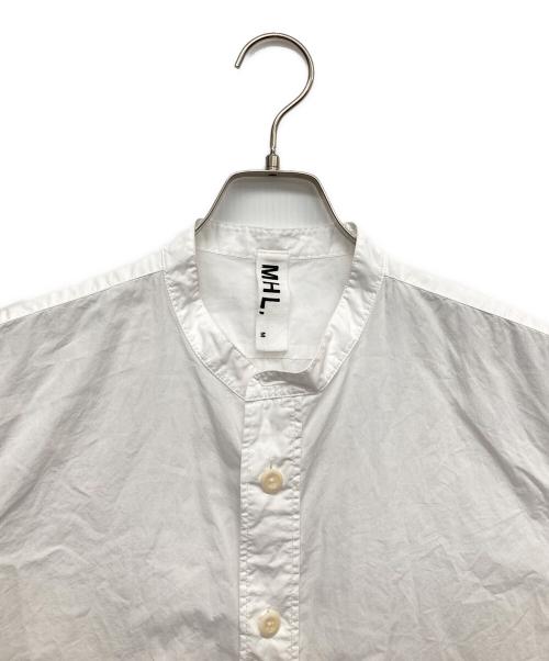 MHL（エムエイチエル）MHL (エムエイチエル) ノーカラー半袖シャツ ホワイト サイズ:Mの古着・服飾アイテム